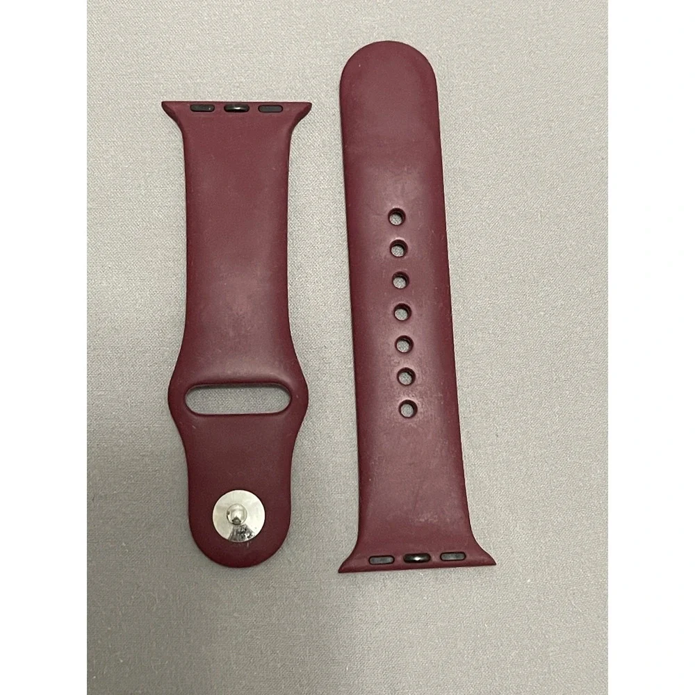 Lot of 4 Silicone Sport Bands for‎ Apple Watch Navy Blue White Sky Blue Burgundy